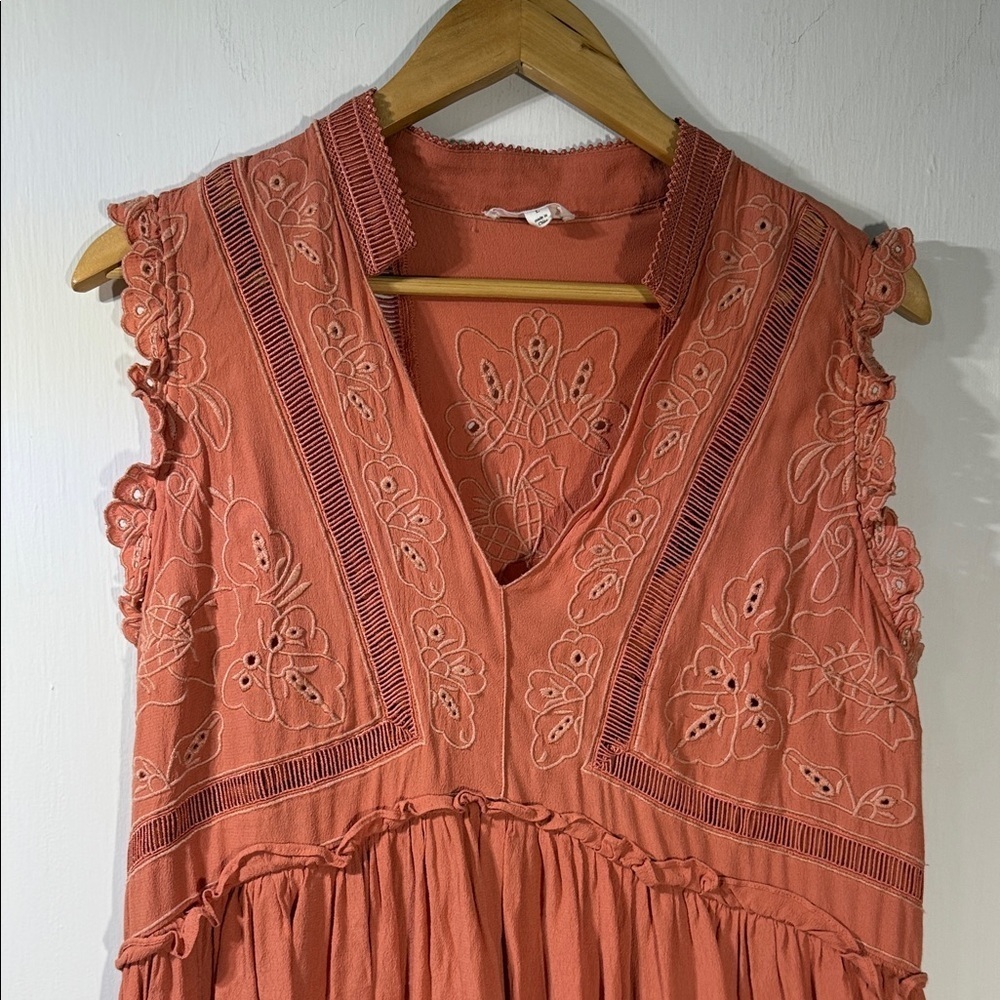 A loves a Embroidered Sleeveless Dress in Coral - Picture 2 of 7